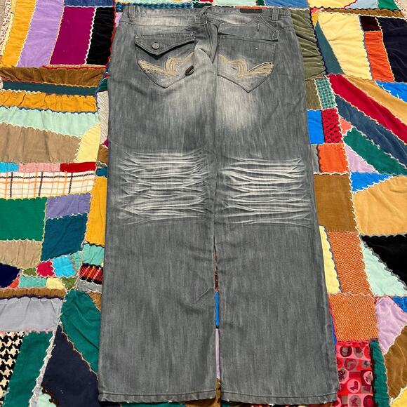 D-Lux Faded Acid Washed Grey Jeans 40Wx32L - Picture 2 of 8